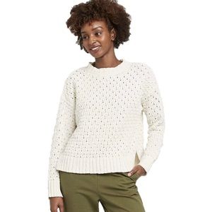 A New Day - Women's Crewneck Textured Pullover Sweater White/Cream Size XS